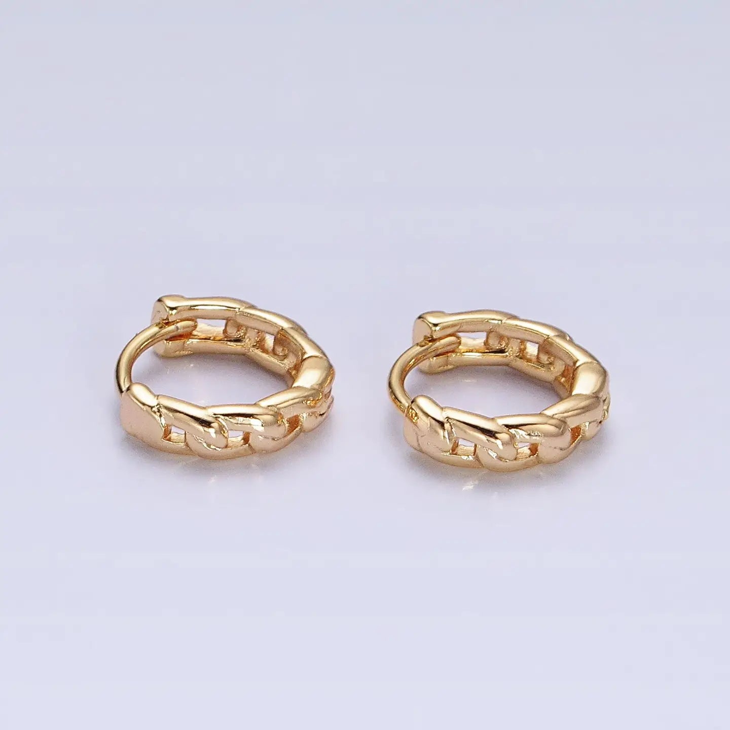 Aim Eternal Dainty Gold Curb Link Chain Minimalist Huggie Earrings - Gold