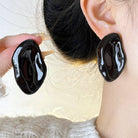 YAZ. Irregular Geometric Drip Glaze Stud Earrings Black