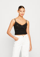 BDG Seamless Contrast Cross Lace Cami in Black