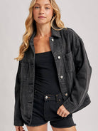 Bluivy Denim Button Down Oversized Jacket Black