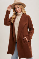 Bluivy Open Front Knit Coat Jacket Chestnut