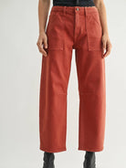 Just Black Denim Utility Seamed Barrel Jean in Dark Mauve