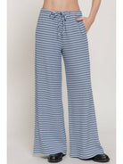 Active Basic Elastic Waist Stripe Varigated Rib Long Pants