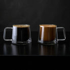 Lemonsoda Double Walled Glass Coffee Drink Mug with Handle 8.5oz (Set of 2) by Lemonsoda