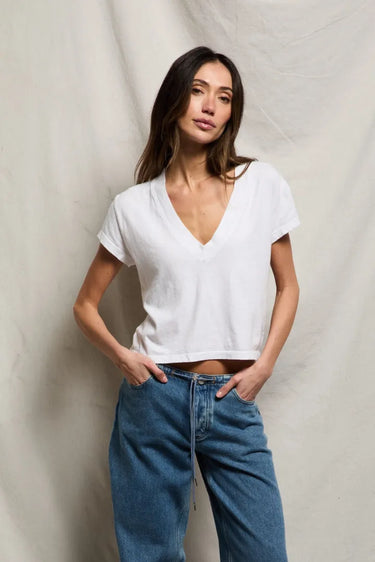 perfectwhitetee Alanis Recycled Cotton V-Neck in White