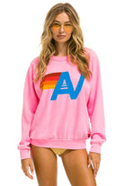 Aviator Nation Logo Crew Sweatshirt Neon Pink