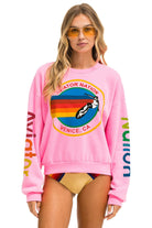 Aviator Nation Crew Sweatshirt Relaxed Neon Pink