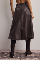 Forte Faux Leather A-Line Midi Skirt by Forte