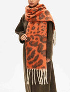Dipped Shop Large Leopard Print Fringed Scarf by Dipped Shop