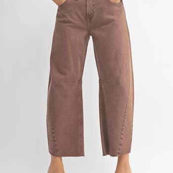 Just Black Denim Barrel Jeans with Seams in Espresso - Espresso