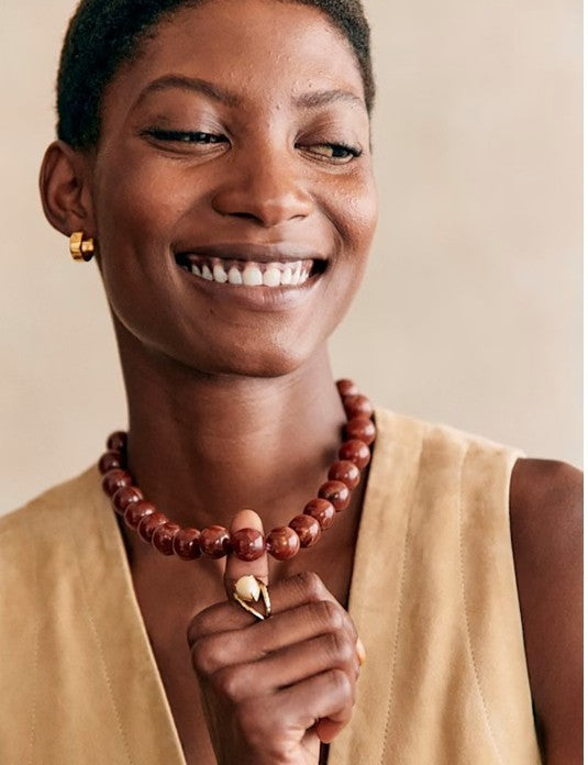 JOSSLYN by Wall to Wall Natural Stone & Pearl Beaded Necklace | 40NK9627