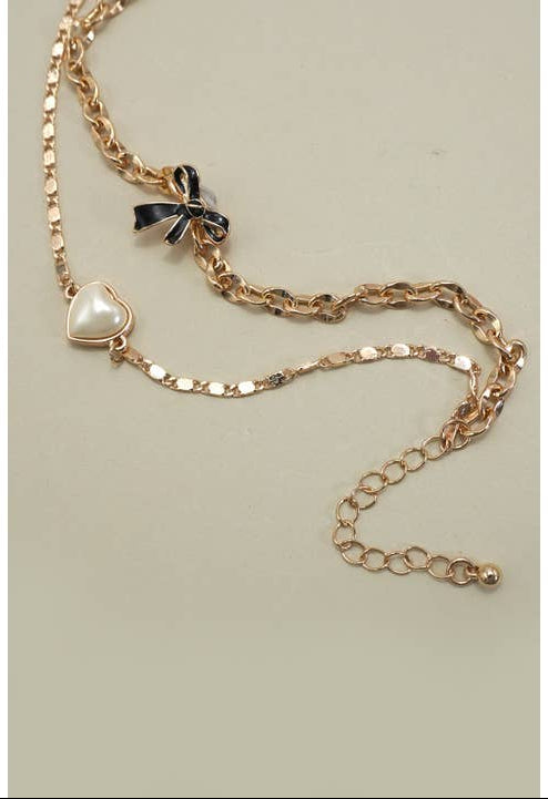 JOSSLYN by Wall to Wall Charm Bracelet-Multi Layer Epoxy Bow Pearl Charms