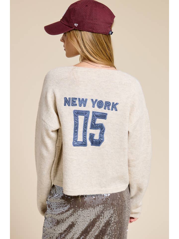 Mimosa Varsity Patch New York Knit Cardigan