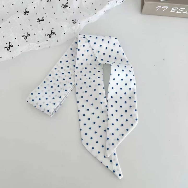 JOSSLYN by Wall to Wall Vintage-Style Skinny Twilly Scarf-Polka Dot & Gingham | 40SC715 by JOSSLYN by Wall to Wall