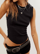 Dipped Shop Basic Round Neck Ribbed Tank Top Black
