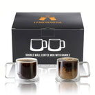Lemonsoda Double Walled Glass Coffee Drink Mug with Handle 8.5oz (Set of 2) by Lemonsoda