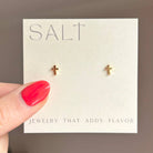 SALT by Sarah Curtis Tiny Cross Studs | 18k Gold
