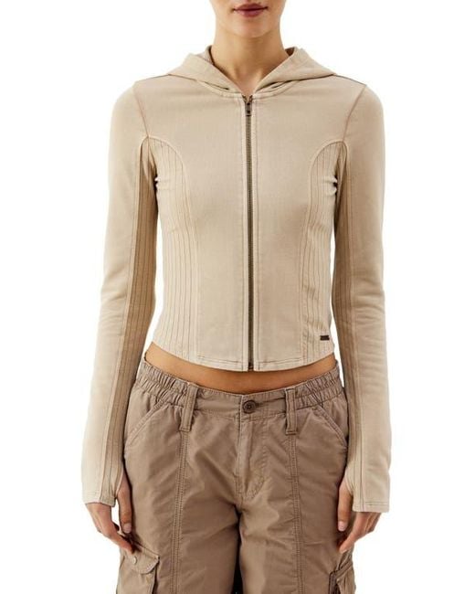 BDG Fran Panelled Hoodie Ivory