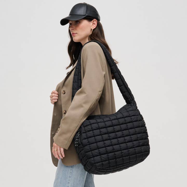 Urban Expressions Leda Quilted Nylon Puffer Hobo Black