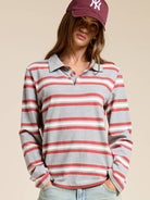Mimosa Boxy Fit Striped Knit Polo Shirt