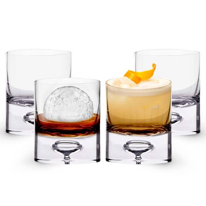 Lemonsoda Crystal Bubble Heavy Base Whiskey Glass Tumbler - 9 oz (Set of 4) by Lemonsoda