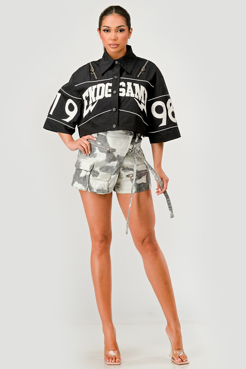 YAZ. Kita Graphic Cropped Zip Detail Shirt Jacket – Golden
