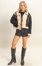 HYFVE  Reversible Suede Sherpa Mixed Jacket in Black