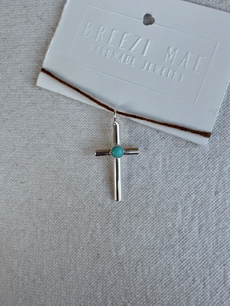 Breezi Mae Simple Turquoise Cross Pendant