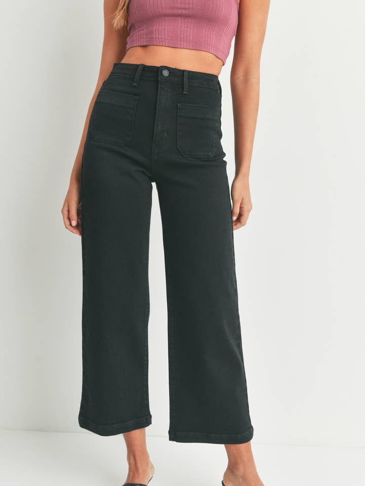 Just Black Denim Patch Pocket Wide Leg - Black