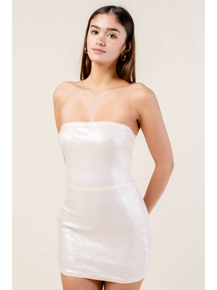Beivy & Collabo Sequins Off the Shoulder Back Tube Dress