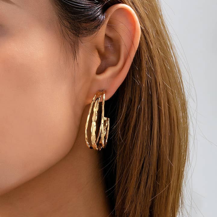 JOSSLYN by Wall to Wall Gold-Tone Triple Layer Hoop Earrings | 80E62339