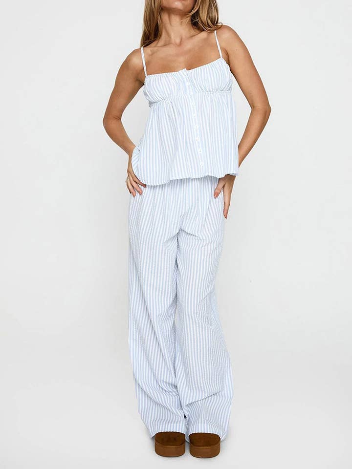Dipped Shop Minimalist Striped Cami Top Long Pants Set