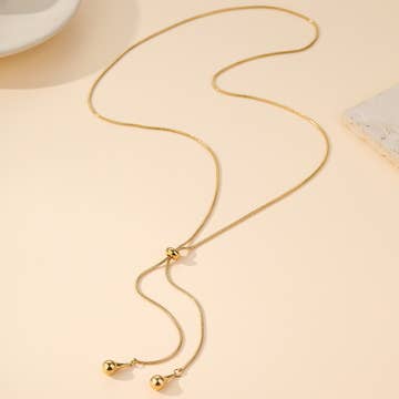JOSSLYN by Wall to Wall 18K Stainless Tarnish Free Teardrop Y Necklace | 40NK9739 by JOSSLYN by Wall to Wall