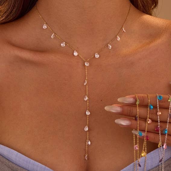 JOSSLYN by Wall to Wall 18K Stainless Steel Tarnish Free Y Necklace | 40NK9679