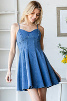 GOLDEN Alouette Sleeveless Skater Denim Dress Medium Wash