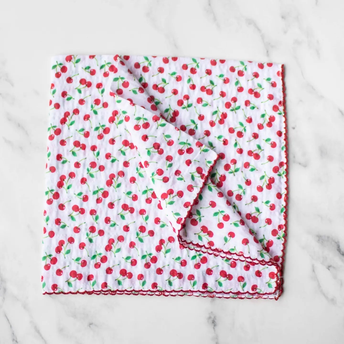 Tiepology Cherry Cotton Scarf - Navy/Red