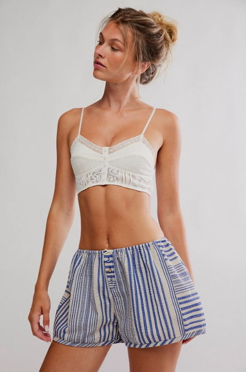 Free People Home By 8 Boxer - Cobalt Combo