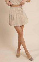 SAGE THE LABEL Quiet Moments Pleated Mini Skirt Sand