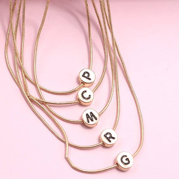 JOSSLYN by Wall to Wall Round Snake Chain Initial Necklace