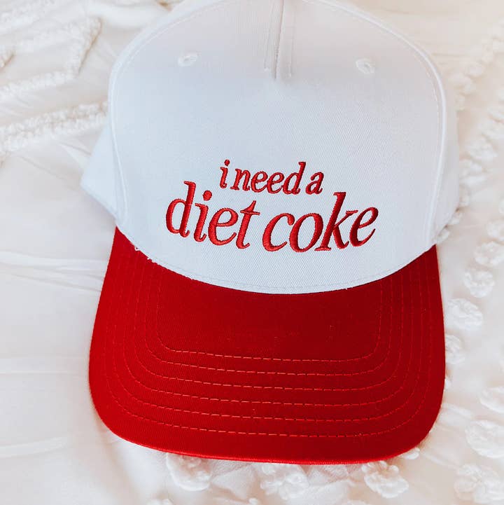 Maddon and Co. I Need A Diet Coke Embroidered Trucker Hat by Maddon and Co.