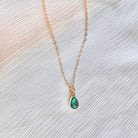SALT by Sarah Curtis Teal Emerald Gem Necklace | Dainty Charm Necklace