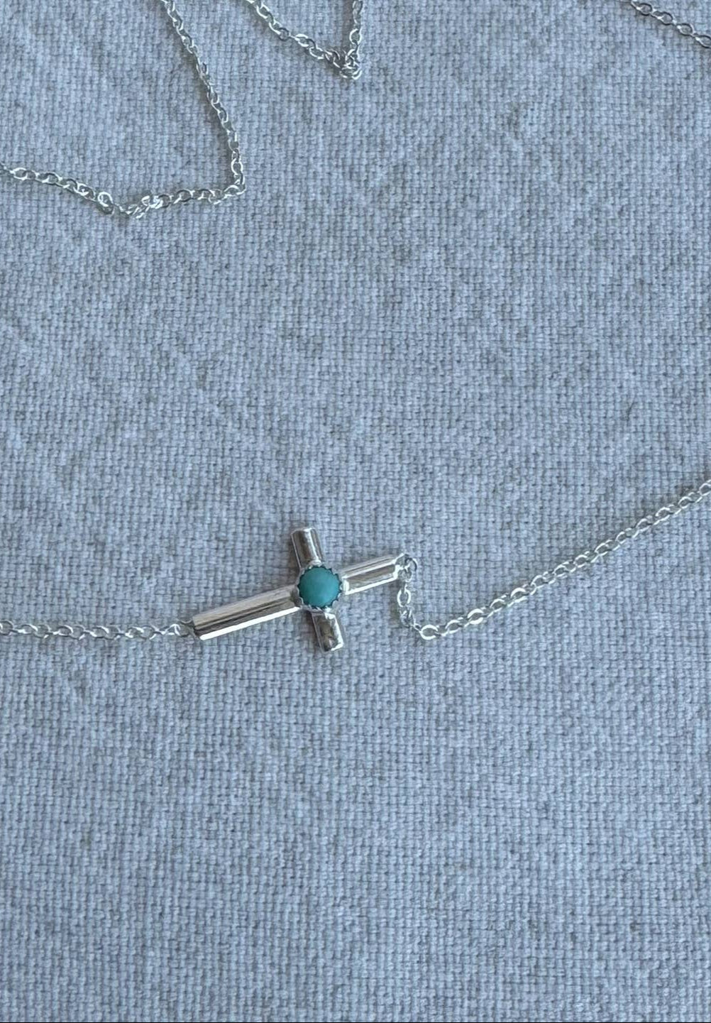 Breezi Mae Horizontal Turquoise Cross Necklace 