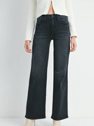 Just Black Denim Palazzo Jean in Worn Black
