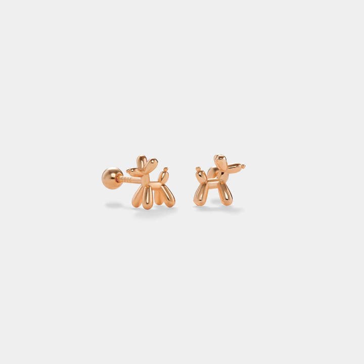 Perimade & Co Balloon Dog Ball End Stud Earrings by Perimade & Co