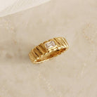 Maive Croissant Twist CZ Cigar Band Ring