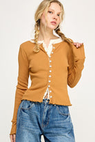 GOLDEN Loire Slim Ribbed Stretch Fitted Top Sand