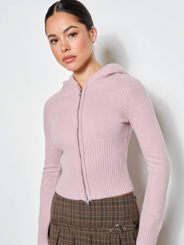 Pretty Garbage Renee Zip  Cardigan Pink