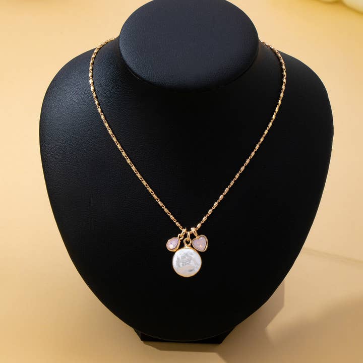 JOSSLYN by Wall to Wall Baroque Pearl Coin Opal Necklace | 80N93559 by JOSSLYN by Wall to Wall