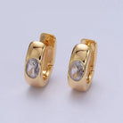 Aim Eternal Gold Filled Clear Oval Cz 15mm Thick Huggie Earrings - Gold