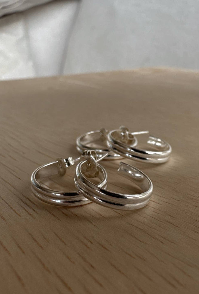 Breezi Mae Double Band Stud Hoops